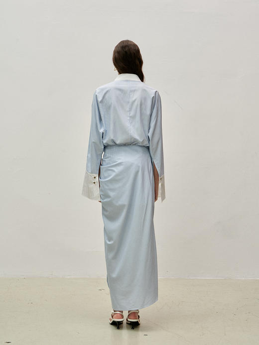 Viktoria Chan | SS23004 Stina flowy shirt [ 衬衫 白 / 蓝白条纹 ] 商品图10