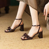 复古优雅，真皮平头蝴蝶结高跟凉鞋YD-A285 商品缩略图5