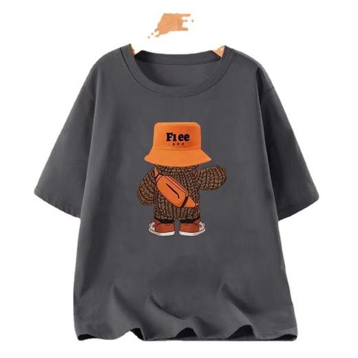 2023春夏季新款100%纯棉短袖ins风潮流情侣印花t恤美式街头百搭 商品图4