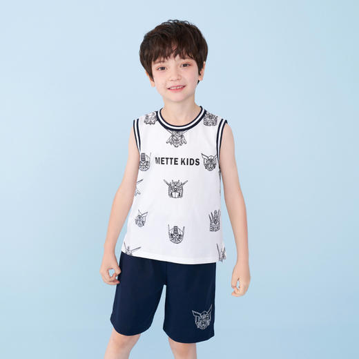 mettekids男童运动套装夏季儿童冰感背心t恤中大童休闲卡通短裤 商品图2