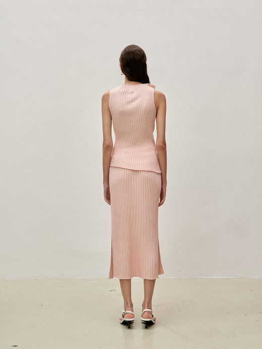 Viktoria Chan | SS23002 Shelby knit skirt- midi  [ 针织半裙 浅粉 / 白 ] 商品图8