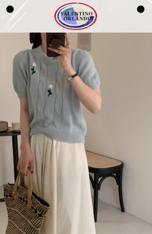 【华伦天奴Valentino·Orlandi】复古淡雅小花针织短袖-6910款！！复古慵懒风拉满，耐看不厌久穿不变，瞬间提升品味，简约感/气质休闲 商品图8