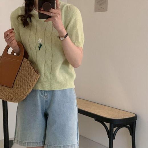 【华伦天奴Valentino·Orlandi】复古淡雅小花针织短袖-6910款！！复古慵懒风拉满，耐看不厌久穿不变，瞬间提升品味，简约感/气质休闲 商品图0