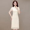 QYMLRX-LZC2320-Y旗袍连衣裙2023年夏季新款蕾丝裙中长款包臀裙纱网短袖A字裙 商品缩略图1