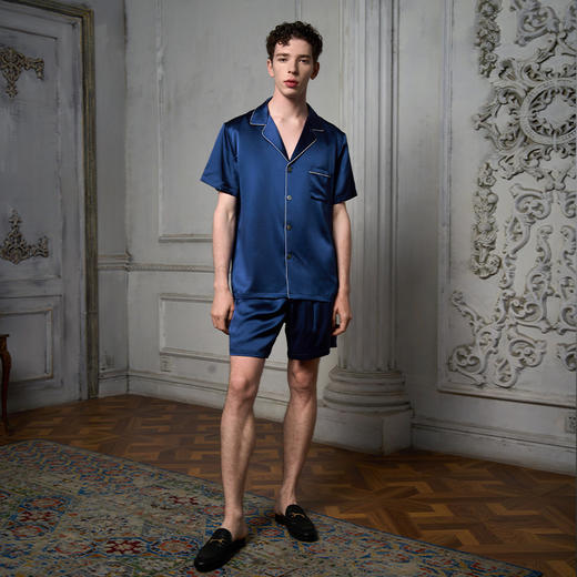 Solo seta22姆米真丝睡衣短袖套装男丝绸家居服桑蚕丝25秋冬 商品图4