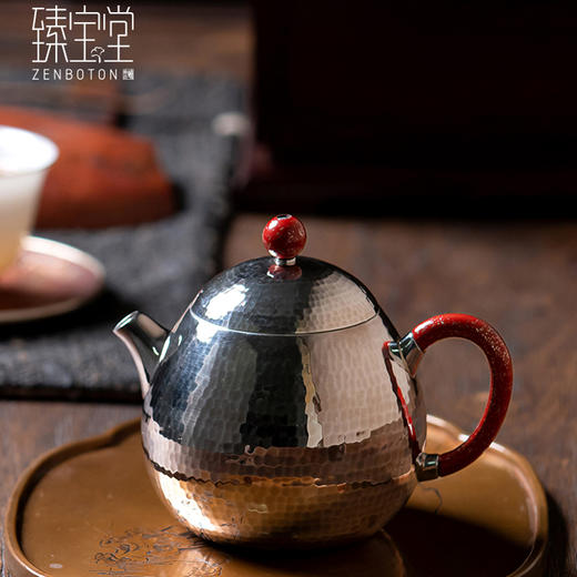 臻宝堂银壶 999纯银泡茶壶纯手工锤纹冲茶小壶家用中式茶具龙旦壶 样品 商品图2
