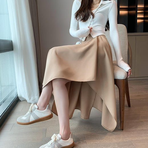 【巨显高显身材❗️高腰a字裙显瘦垂感西装裙子】不规则半身裙，女高腰复古风设计感小众秋冬新款中长款百褶裙子 商品图3