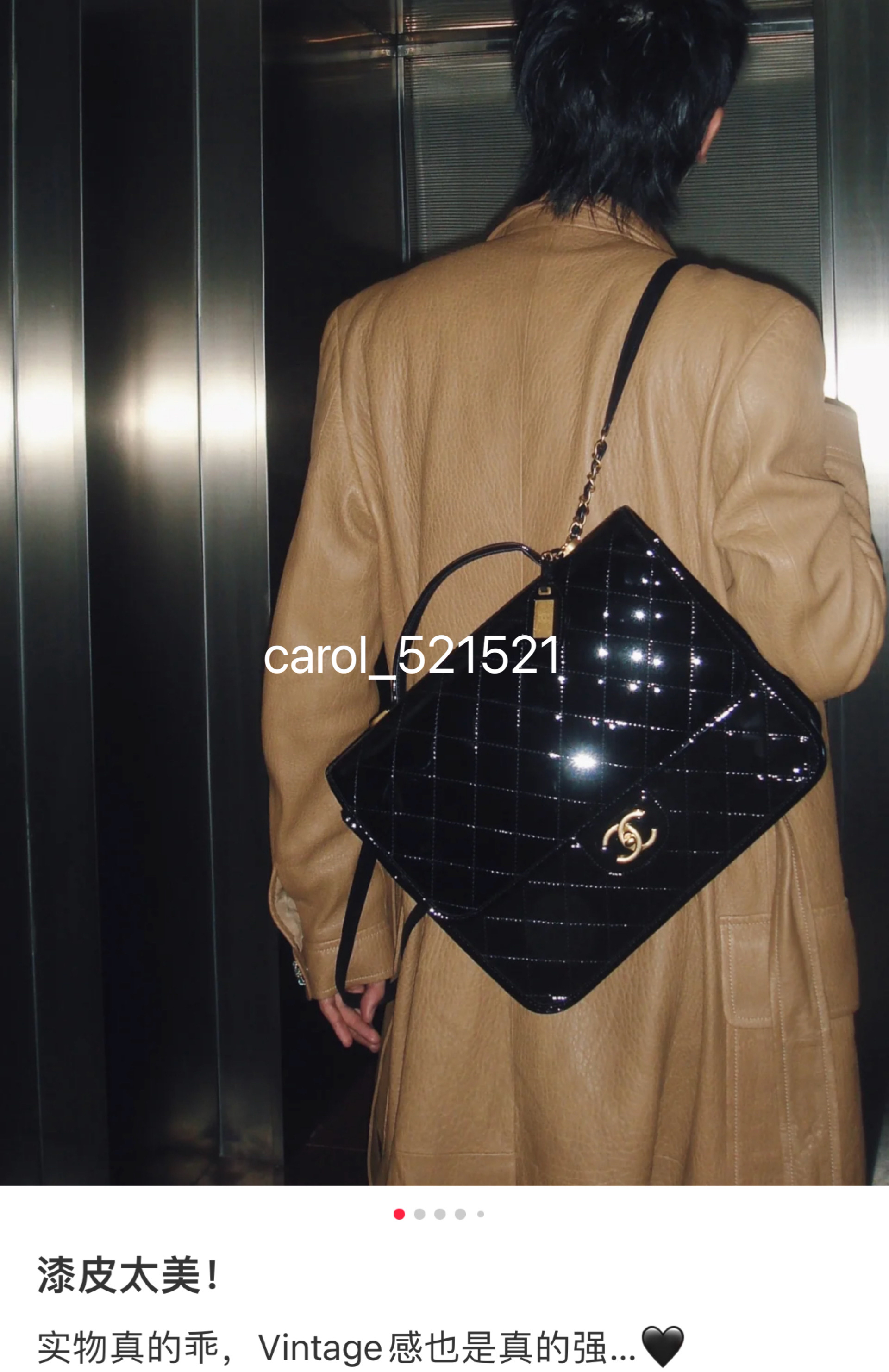 秀场款C 学院风双肩包 意产小牛漆皮和哑光鱼子酱牛皮 热门包型二级市场高价款