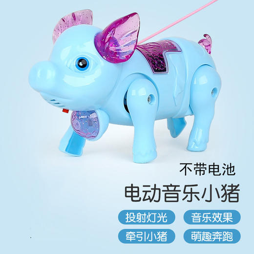 【新款儿童牵绳小猪】新款升级投射灯 猪八戒背媳妇音乐电动走路地摊热卖玩具 商品图5