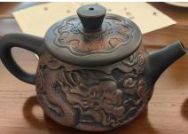 紫陶云中居紫陶满雕井栏壶 商品图0