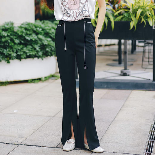 Avann微弹开叉小黑裤（赠链条） 商品图0