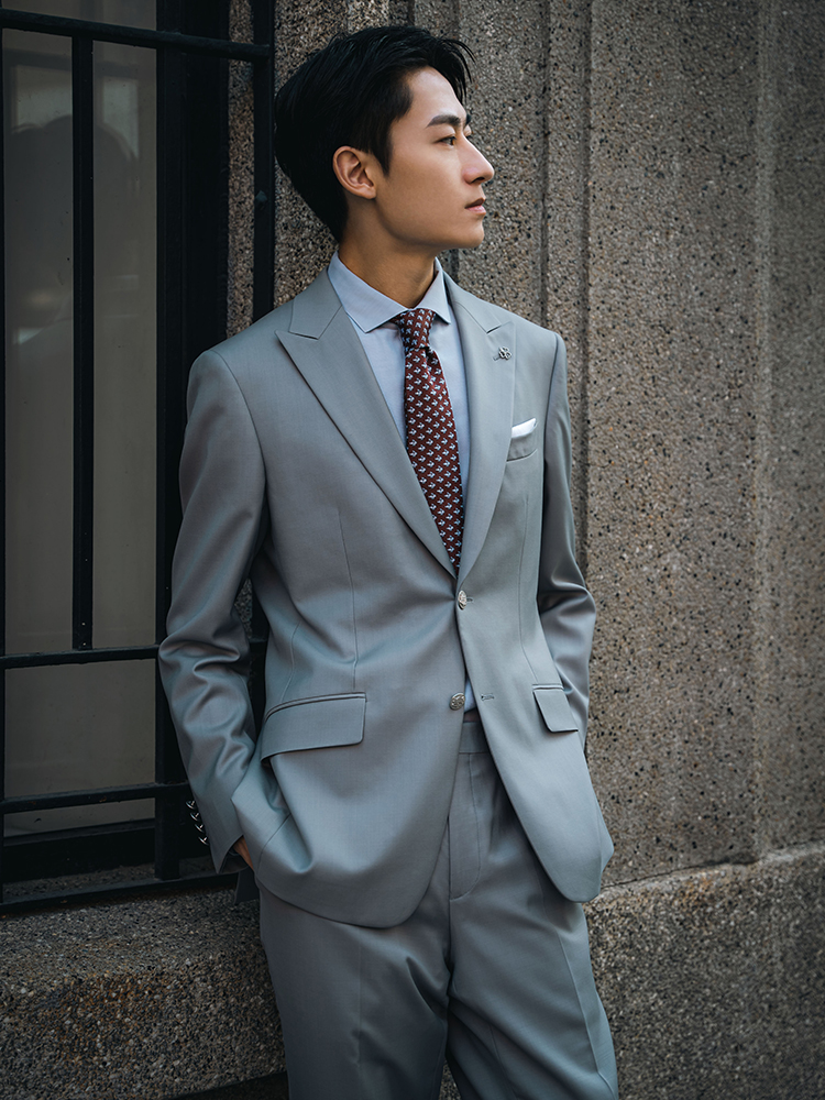 callisto灰色绵羊毛混纺西服 SSBWJ001C