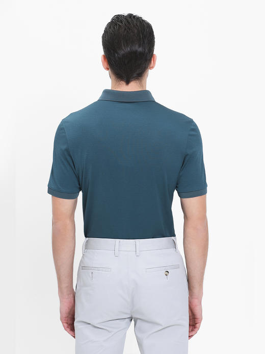 callisto深绿斜纹提花桑蚕丝翻领T恤  SRTSS080H 商品图2