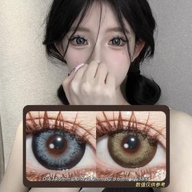 HANAWINK年抛·涉谷飒飒&摩登芝芝·14.5mm(着色参考14.0mm) 0-1000度(有525/575) 韩产进口·(建议佩戴6-8个月左右更换)·粗黑边狗狗眼