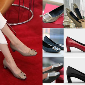 【à perles】R*V*经典方扣，4.5cm小喇叭中跟和平跟，职场通勤扛把子【5-7个工作日】