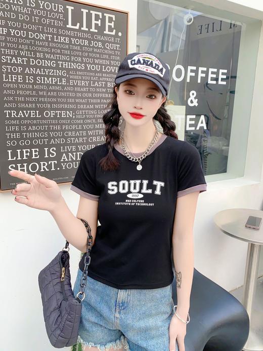 2023新款夏季爆款复古港味chic辣妹针织衫短款内搭上衣3.6版 商品图2