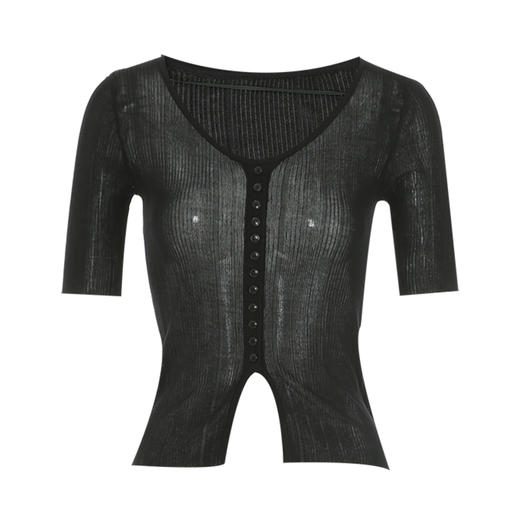 VIMAGE纬漫纪夏季新款桃心领显瘦套头舒适针织衫上衣V1901530 商品图6