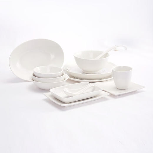 布纹系列餐具 碗 方碗 方碟 方盘 圆盘 椭圆盘 饭勺 餐勺 杯子 商品图2