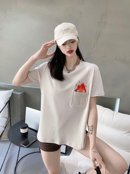 2023新宽松圆领刺绣上衣港风休闲体恤4.6版 商品图1