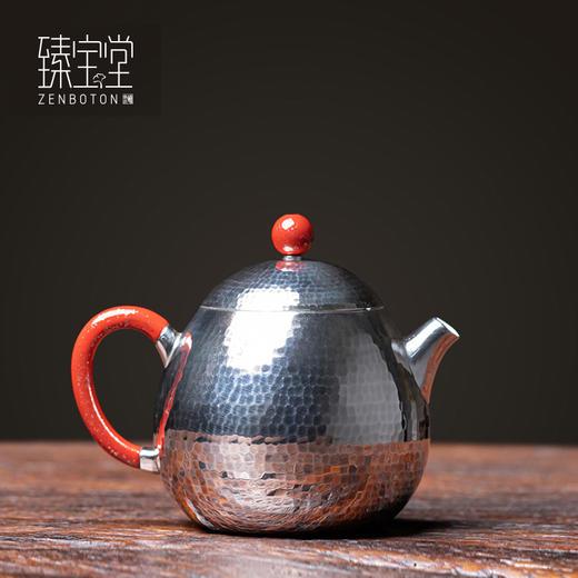 臻宝堂银壶 999纯银泡茶壶纯手工锤纹冲茶小壶家用中式茶具龙旦壶 样品 商品图0