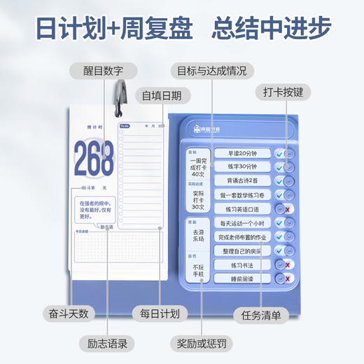 南国书香2023新款中高考倒计时打卡日历套装每日自律计划打卡桌面创意提醒牌学生考试神器解压创意日历 商品图2