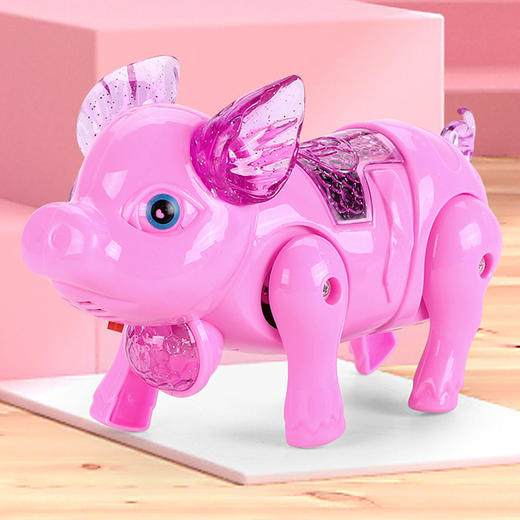 【新款儿童牵绳小猪】新款升级投射灯 猪八戒背媳妇音乐电动走路地摊热卖玩具 商品图1