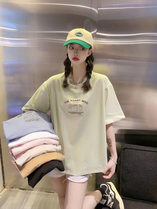 2023白色短袖T恤女ins潮夏季新款设计感小众圆领宽松上衣4.3版 商品图1