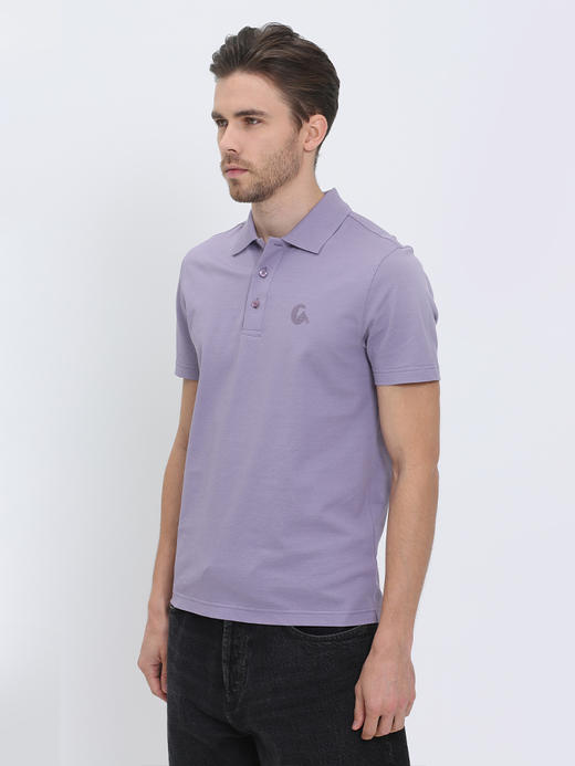 callisto紫色丝棉珠地翻领T恤  SRTSS079C 商品图1