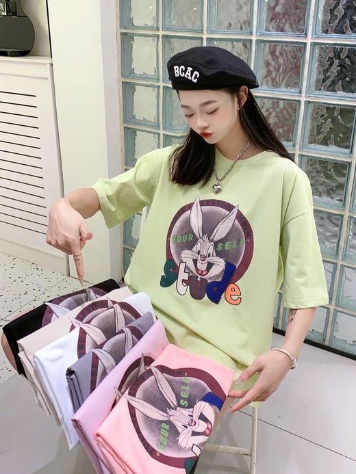 2023新款宽松圆领印花上衣港风休闲4.6版 商品图3