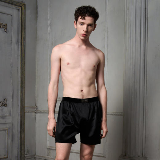 Solo seta22姆米真丝睡裤男款桑蚕丝家居服丝绸橡筋短裤秋冬 商品图1