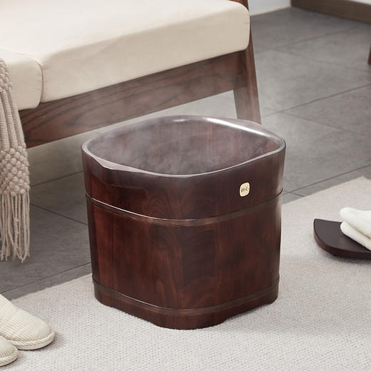 初心| 方形足浴桶泡脚桶大叶花梨胡桃色 商品图7