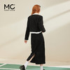 mc2小香风套装女2024春装新款圆领拼木耳边配直筒半裙气质两件套 商品缩略图2