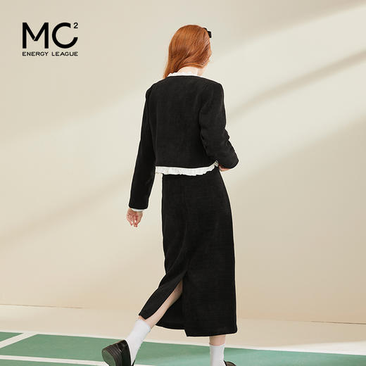 mc2小香风套装女2024春装新款圆领拼木耳边配直筒半裙气质两件套 商品图2
