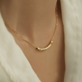 Oflye潮流饰品 925通体银小方糖项链女夏简约轻奢小众设计感锁骨链复古颈链