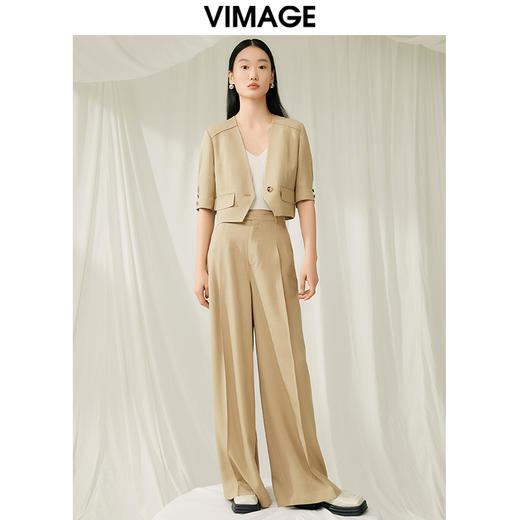 VIMAGE纬漫纪夏季新款高腰宽松显瘦休闲裤V1905527 商品图1