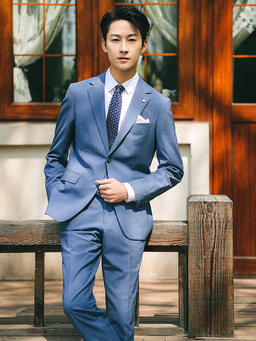 callisto浅蓝绵羊毛混纺西裤ARBWP003C 商品图4