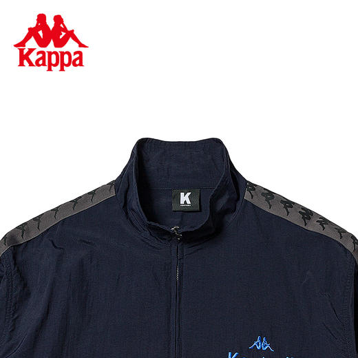 Kappa卡帕复古运动茄克2023新款男梭织串标外套休闲字母开衫卫衣KPCEBJJ01K 商品图4