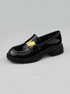 Wonders2023春季新款圆头中跟搭扣英伦百搭乐福鞋单鞋女鞋