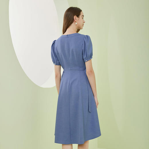 RF8D8斯尔丽瑟俪2023夏季新款时尚V领短袖系带优雅气质中长A摆连衣裙 商品图1