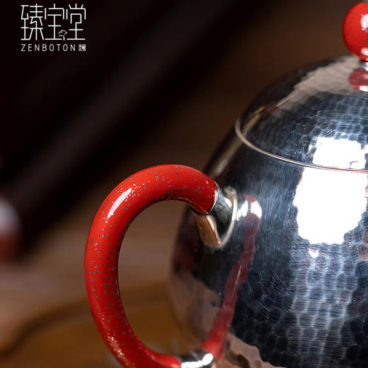臻宝堂银壶 999纯银泡茶壶纯手工锤纹冲茶小壶家用中式茶具龙旦壶 样品 商品图3