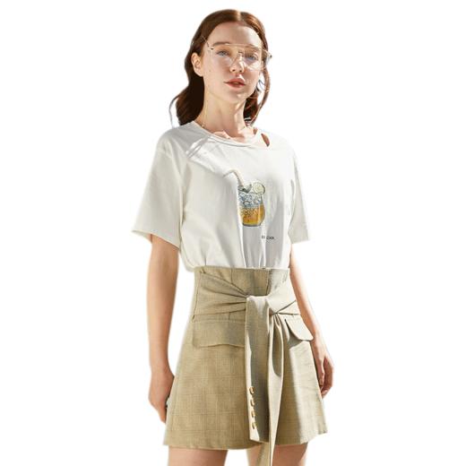 欧芮儿2020春装新款高腰显瘦格子西装休闲裤女不规则短裤宽松阔腿 商品图3