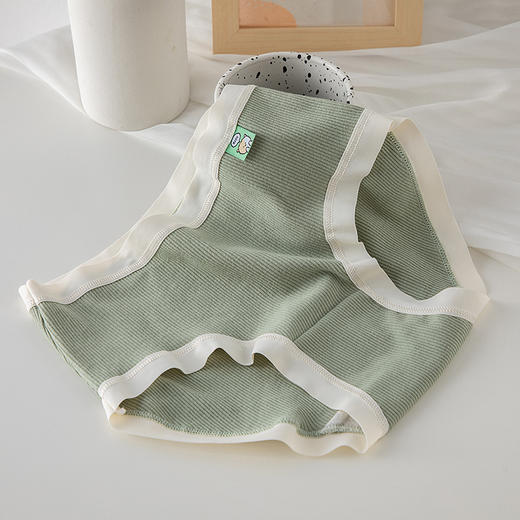 6条装【少女心纯棉透气内裤】简约纯色卡通布标内裤女士中腰包臀透气纯棉裆学生三角裤 商品图10