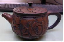 紫陶云中居紫陶牡丹大成井栏壶 商品图0