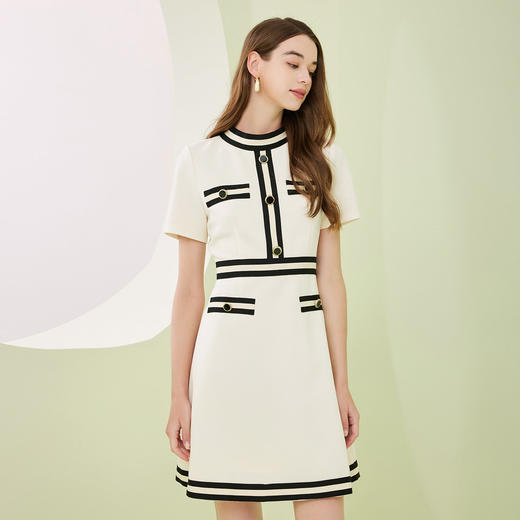NF846斯尔丽瑟俪2023春夏新款名媛气质小香风撞色收腰显瘦A摆连衣裙 商品图2
