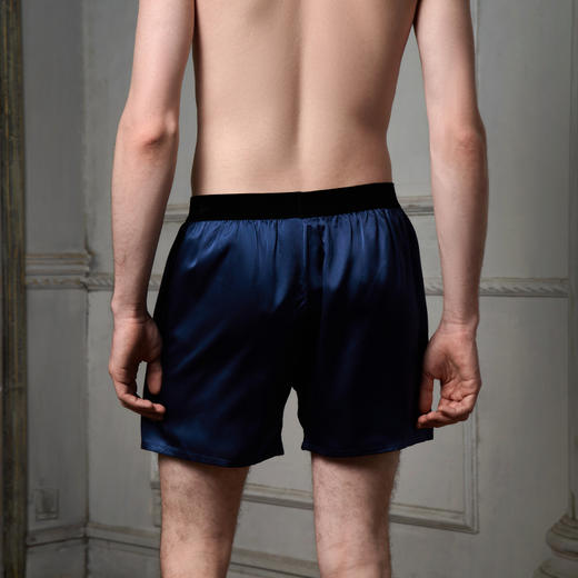 Solo seta22姆米真丝睡裤男款桑蚕丝家居服丝绸橡筋短裤秋冬 商品图4