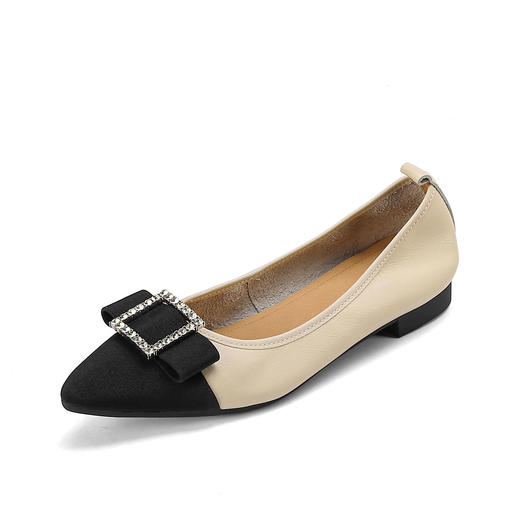 西村名物2023新款真皮女鞋软皮一脚蹬平跟尖头浅口单鞋12461 商品图2