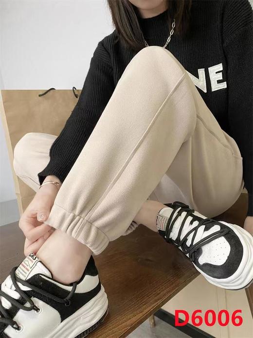 2023冬季新款阔腿加厚绒卫裤面料东大门休闲裤系带加绒卫裤女5.9版 商品图1