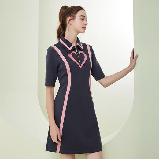 RF8E6斯尔丽瑟俪2023春夏新款撞色时尚方领立体连衣裙 商品图2