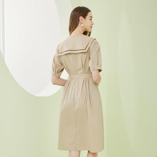 NF8X2斯尔丽瑟俪2023夏季新款单排扣短袖中长连衣裙通勤温柔风连衣裙 商品图1
