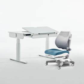 3岁+  电动学习桌 | 康朴乐爱丁堡电动桌+柏拉图椅（尺寸：120*70）左L  送椅套+阅读架